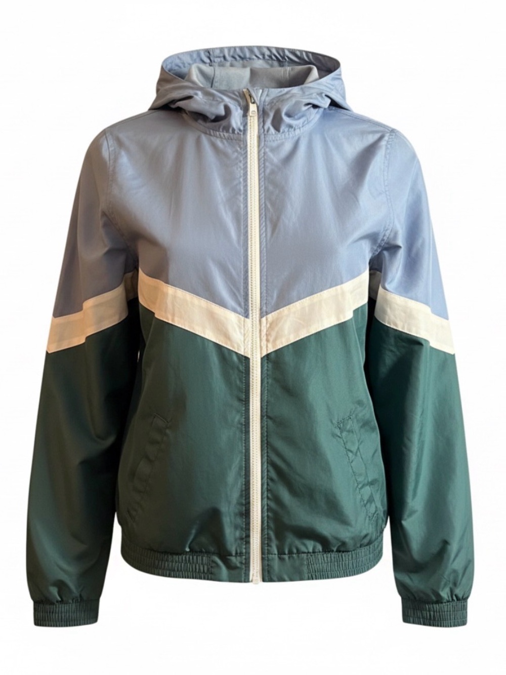 ZINE Cropped Retro-style Jacket in Blue, Green, and White